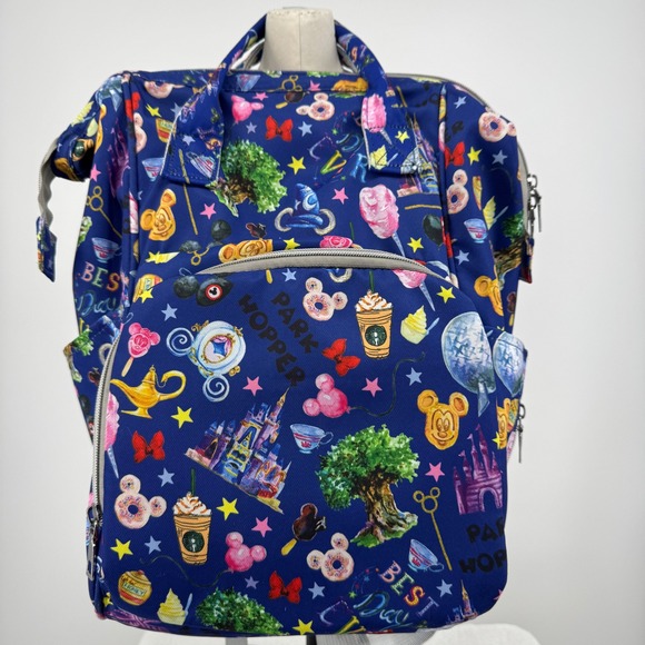 Disney Park Hopper Backpack/Diaper Bag Blue Snacks Castle Characters Theme Park - Picture 1 of 9